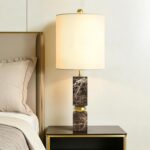 Maxax Luxury Marble Table Lamp for Living Room, 25" Brown Bedside Lamp with Gold... - Image 4