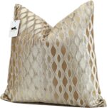 22x22 Beige Pillow Covers, Gold Cushion Throw Velvet Covers ,Velvet Beige Gold S... - Image 5
