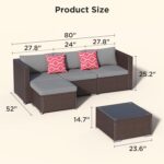 Aiho 5 Pieces Patio Furniture Set All-Weather Outdoor Wicker Sectional Patio Fur... - Image 3