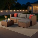 Aiho 5 Pieces Patio Furniture Set All-Weather Outdoor Wicker Sectional Patio Fur... - Image 4
