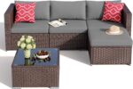 Aiho 5 Pieces Patio Furniture Set All-Weather Outdoor Wicker Sectional Patio Fur... - Image 6