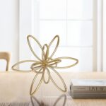 Gold Metal Sculpture Decoration Geometric Sphere Decor Modern Abstract Cube Figu... - Image 3