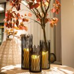Candle Holders Set of 3 Black Metal Iron Pillar Candlestick Modern Indoor and Ou... - Image 3