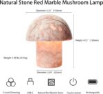 Marble Mushroom Table Lamp - Small Rechargeable USB-C Cordless Touch-Dimmable Ni... - Image 3