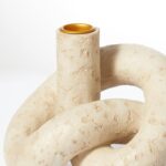 DN DECONATION Knot Shaped Taper Candle Holders - Travertine Resin Candlestick Ho... - Image 7