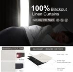 QJmydeco 100% Blackout Curtains for Bedroom, 100 Inch Living Room Faux Linen Des... - Image 3