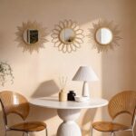 Boho Sunburst Wall Mirror Set of 3, 12 Inch Round Antique & Modern Metal Wall Ar... - Image 3