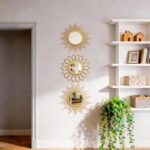 Boho Sunburst Wall Mirror Set of 3, 12 Inch Round Antique & Modern Metal Wall Ar... - Image 6