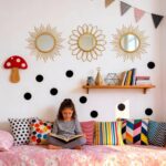 Boho Sunburst Wall Mirror Set of 3, 12 Inch Round Antique & Modern Metal Wall Ar... - Image 7