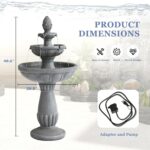 Grepatio Italian Outdoor Water Fountain, 3 Tiers Bubbler Garden Waterfalls Fount... - Image 8