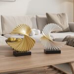 Gold Ocean Wave Statue, Modern Abstract Art, Resin Statue, Office Desk & Shelf D... - Image 3