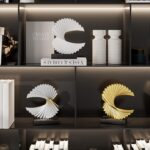 Gold Ocean Wave Statue, Modern Abstract Art, Resin Statue, Office Desk & Shelf D... - Image 4