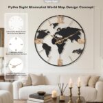 Pytha Sight 24 Inch Large Wall Clock,Modern Decorative Big World Map with Vintag... - Image 4