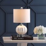 JONATHAN Y 17.5" White/Chrome Glass Table Lamp, Modern Crystal Bedside Lamp for ... - Image 3