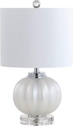 JONATHAN Y 17.5" White/Chrome Glass Table Lamp, Modern Crystal Bedside Lamp for ... - Image 4