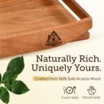 Solid Acacia Wood Tray - Large Breakfast in Bed & Coffee Table Wooden Tray - Foo... - Image 3