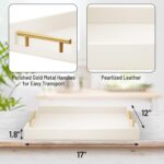 ATZYmolin 17" x 12" Wood Serving Tray with Gold Polished Metal Handles, Home Dec... - Image 3