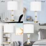 25" Crystal Glass Table Lamps Set of 2, with USB C+A Ports, Gold Bedside Lamp, W... - Image 4