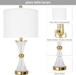 25" Crystal Glass Table Lamps Set of 2, with USB C+A Ports, Gold Bedside Lamp, W... - Image 7