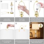 25" Crystal Glass Table Lamps Set of 2, with USB C+A Ports, Gold Bedside Lamp, W... - Image 8