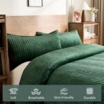 Luxury Velvet Quilt Set King Size 3 Pieces，Soft Cozy Oversized Striped Velvet Co... - Image 5