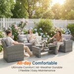 Wisteria Lane Patio Furniture Set, Wicker Outside Outdoor Furniture for All Weat... - Image 4