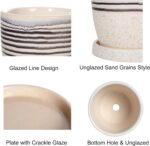 5 Inch Plant Pot, Ceramic Pots for Plants with Drainage Hole and Saucer Marble F... - Image 3