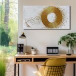 WVMAPTA Abstract Hand Painted Wall Art For Living Room White And Gold Wall Decor... - Image 6