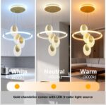 Modern Luxury Gold LED Chandelier Dining Room Pendant Light Fixture Over Table A... - Image 4