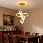 Modern Luxury Gold LED Chandelier Dining Room Pendant Light Fixture Over Table A... - Image 9