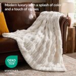BEDELITE Faux Fur Cream Throw Blanket for Couch - Super Soft & Cozy Plush Stripe... - Image 4