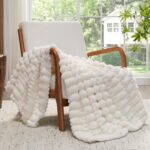 BEDELITE Faux Fur Cream Throw Blanket for Couch - Super Soft & Cozy Plush Stripe... - Image 7
