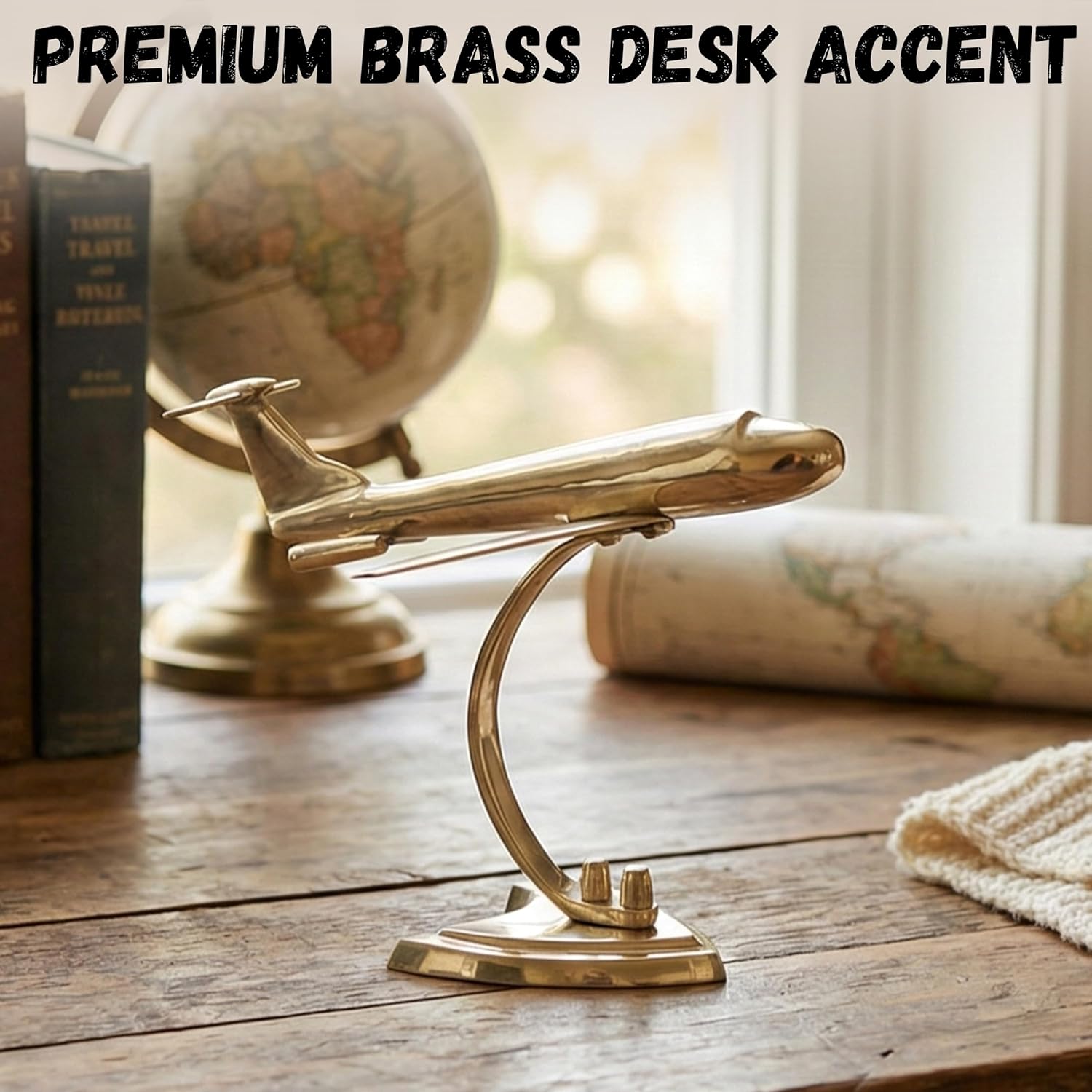 Artisan Handmade Brass Airplane Sculpture – Vintage Aircraft Model Desk Decor, M... - Image 5