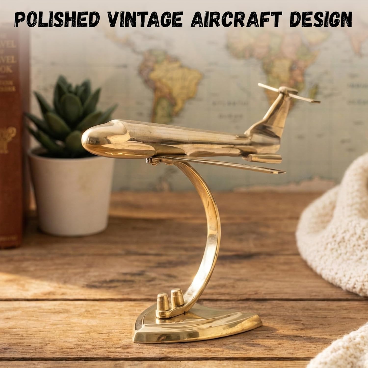 Artisan Handmade Brass Airplane Sculpture – Vintage Aircraft Model Desk Decor, M... - Image 9