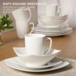 Gibson Home Zen Buffet White Porcelain Dinnerware Set for 4, Square Plates Bowls... - Image 5