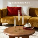 Gold Hurricane Taper Candle Holders: Glasseam 3Pcs Brass Candlestick Holders wit... - Image 3