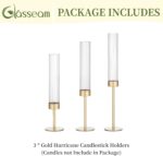 Gold Hurricane Taper Candle Holders: Glasseam 3Pcs Brass Candlestick Holders wit... - Image 7