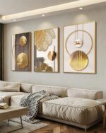 Azartslr Large Framed Modern Rose Gold Wall Art, Luxury 3 Pieces Aluminum Alloy ... - Image 3