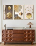 Azartslr Large Framed Modern Rose Gold Wall Art, Luxury 3 Pieces Aluminum Alloy ... - Image 5