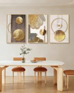 Azartslr Large Framed Modern Rose Gold Wall Art, Luxury 3 Pieces Aluminum Alloy ... - Image 6