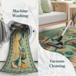 Zealude 5x7 Floral Rug, Green Rug for Living Room, Washable Low Pile Bedroom Rug... - Image 4