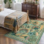 Zealude 5x7 Floral Rug, Green Rug for Living Room, Washable Low Pile Bedroom Rug... - Image 5