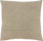SARO LIFESTYLE Genevieve Collection Stone Washed Floral Pillow Cover, 20", Taupe - Image 3