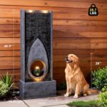 46.5" H Large Indoor Water Fountains - Modern Rectangular with Sphere - Waterfal... - Image 3