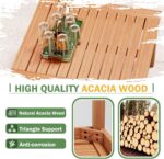 Devoko 4 Pieces Outdoor Sectional Couch Patio Sectional Sofa with Acacia Wood Co... - Image 3