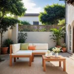 Devoko 4 Pieces Outdoor Sectional Couch Patio Sectional Sofa with Acacia Wood Co... - Image 8