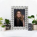 4x6 Black and White Bone Photo Frame – Handmade Chevron Herringbone Inlay – Vint... - Image 3