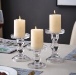 Glass Candle Holder Clear Pillar Candle Stand Candlestick for Dinner Table Weddi... - Image 6