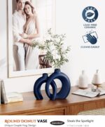 Blue Vase Set of 2 - Donut Navy Vases Home Decor, Modern Coastal Decor - Decorat... - Image 3