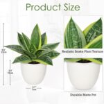 Hollyone Artificial Snake Plants 9" Faux Agave Succulent Plant Potted in White P... - Image 3
